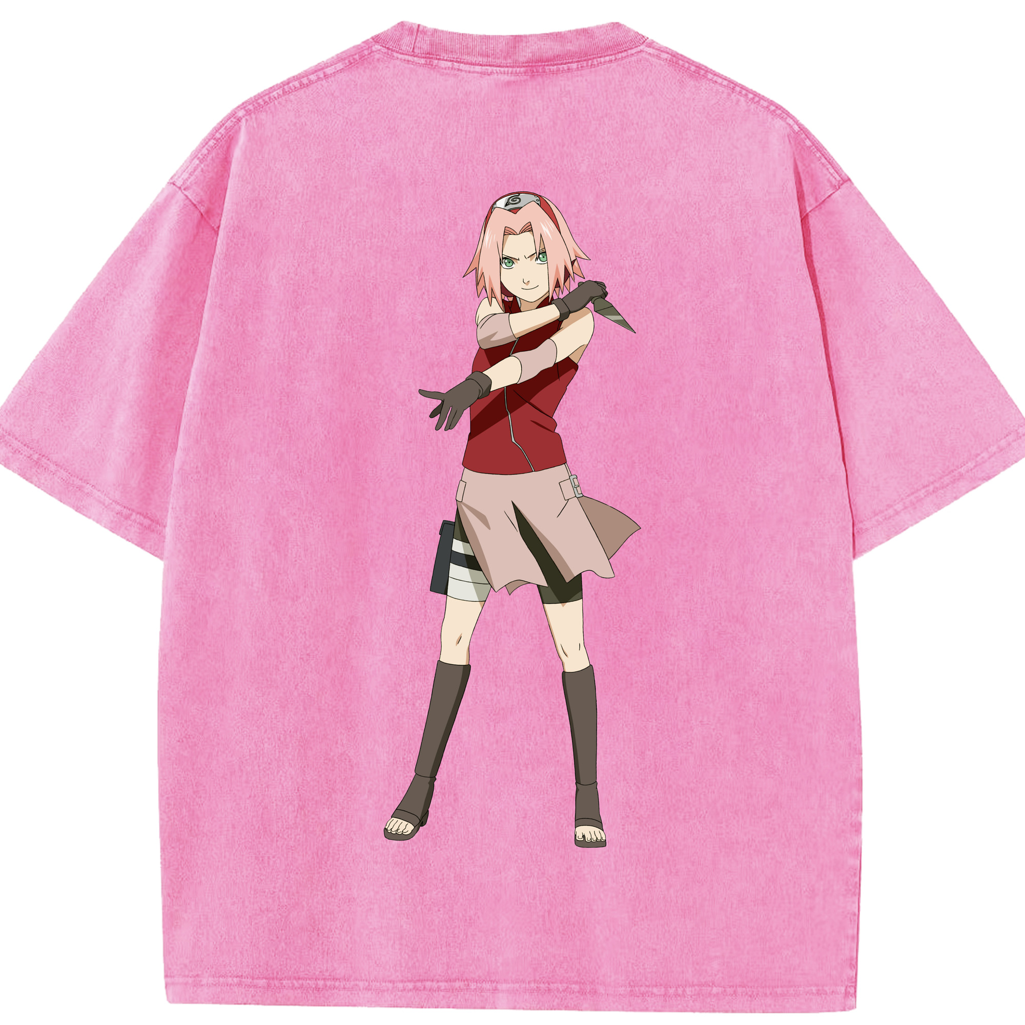 （画像用） NARUTO -ナルト- 春野サクラ Haruno Sakura 綿100% ヴィンテージ風 半袖Tシャツ（背面プリント）
